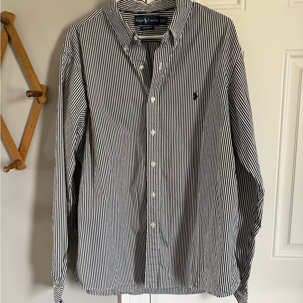 Ralph Lauren Blue Label Black and White Striped Shirt